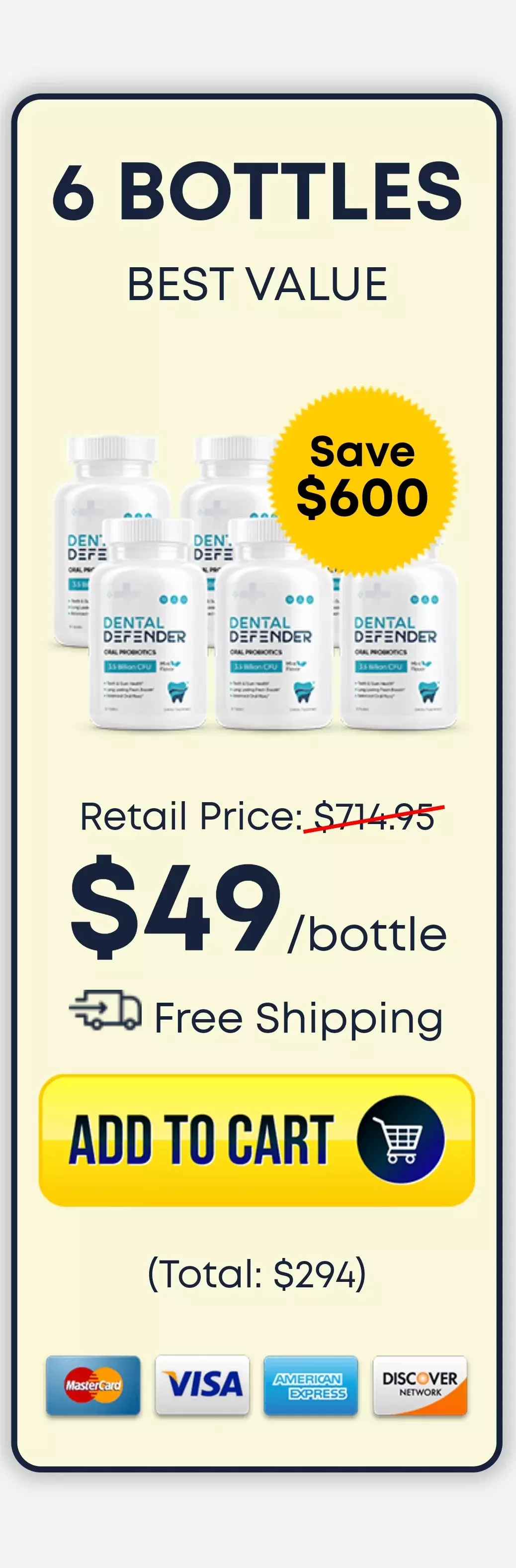 Dental Defender™ 6 bottles pricing